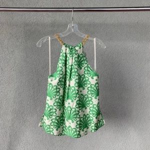 ON SALE! Milly Green/White Chain Halter Top, S 6